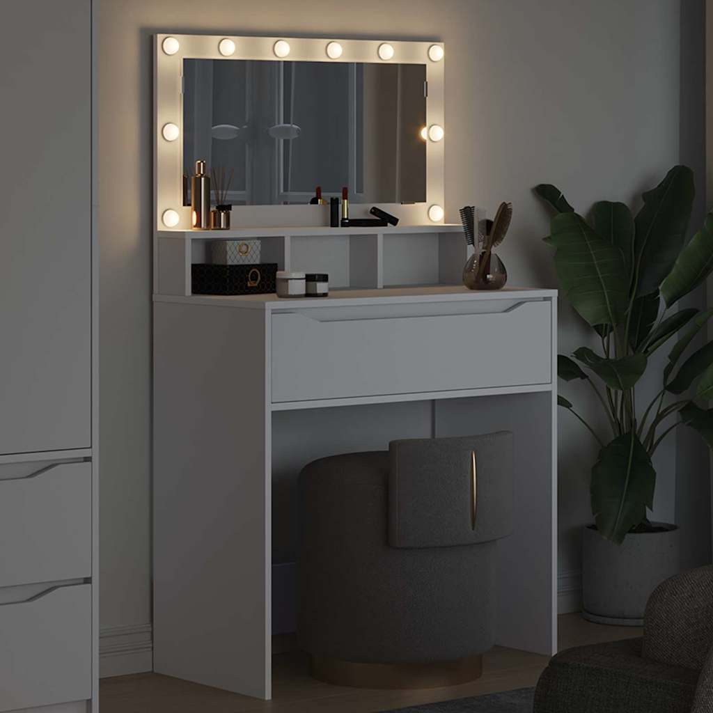 vidaXL Slaapkamer Kaptafels Wit 80 x 39,6 x 135 cm Bewerkt hout