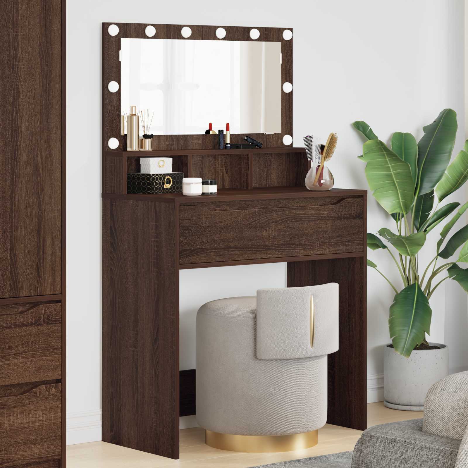 vidaXL Slaapkamer Kaptafels Wit 80 x 39,6 x 135 cm Bewerkt hout