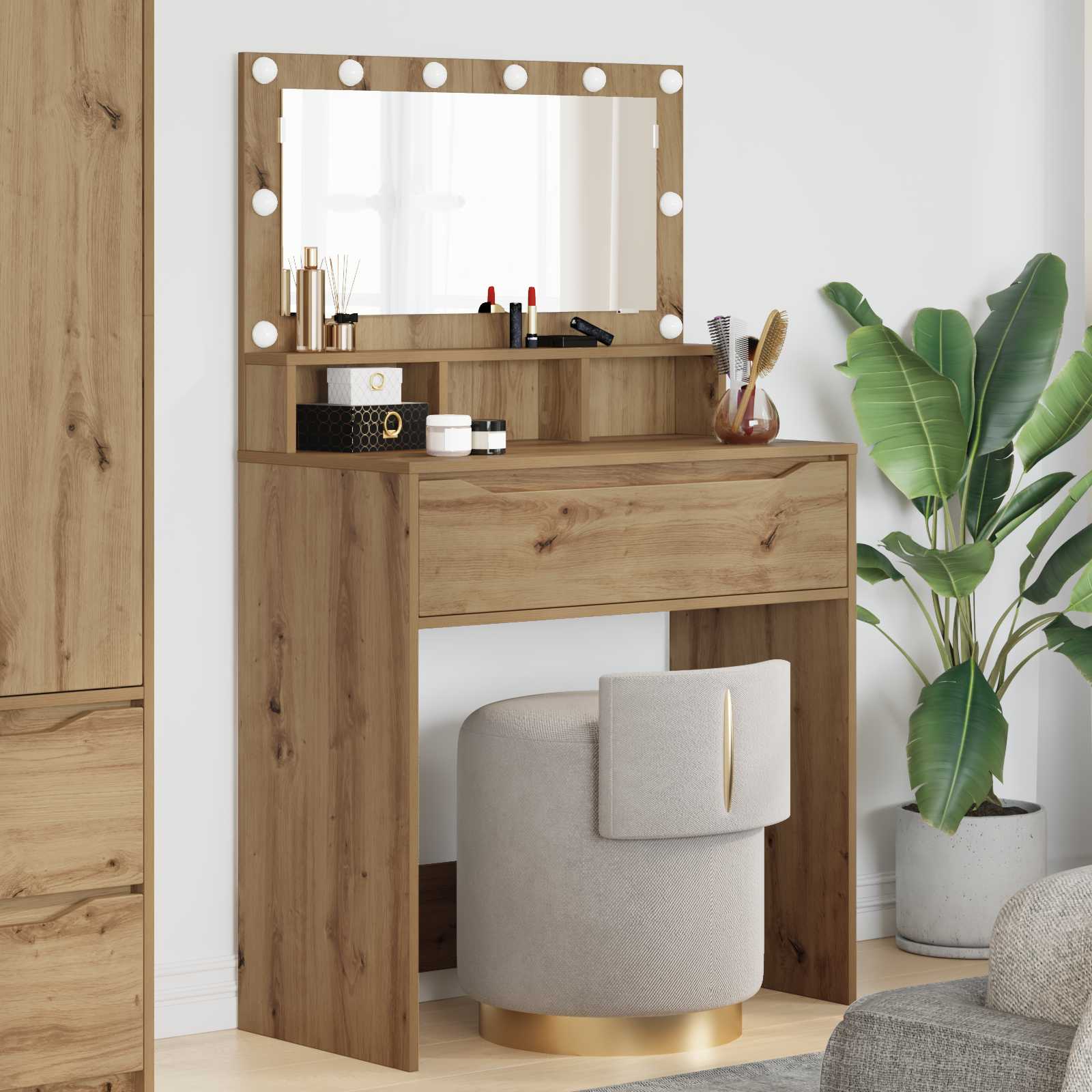 vidaXL Slaapkamer Kaptafels Wit 80 x 39,6 x 135 cm Bewerkt hout