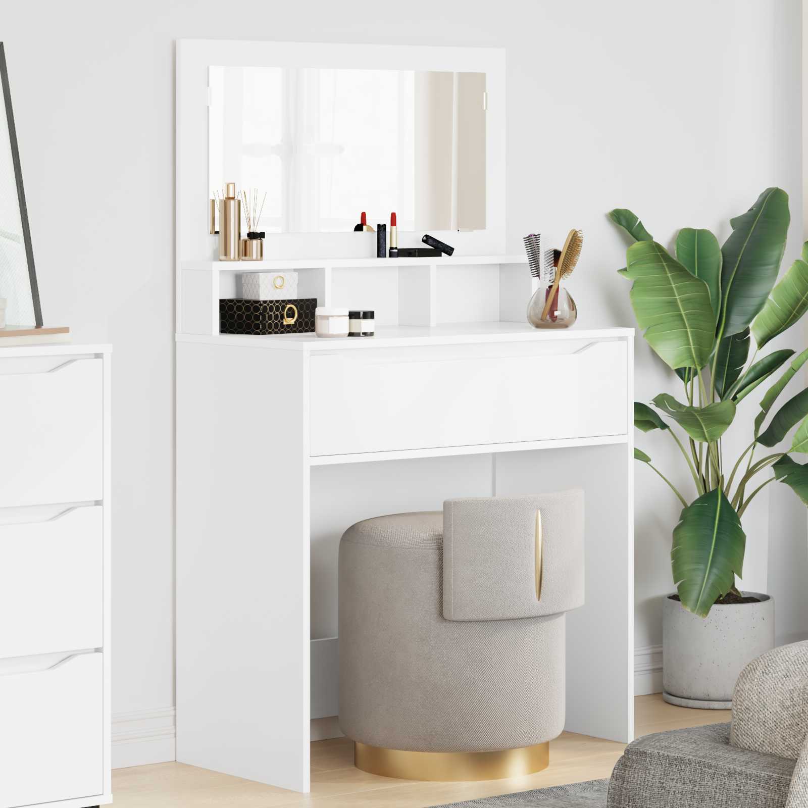 vidaXL Slaapkamer Kaptafels Wit 80 x 39,6 x 135 cm Bewerkt hout