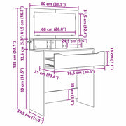 vidaXL Slaapkamer Kaptafels Wit 80 x 39,6 x 135 cm Bewerkt hout