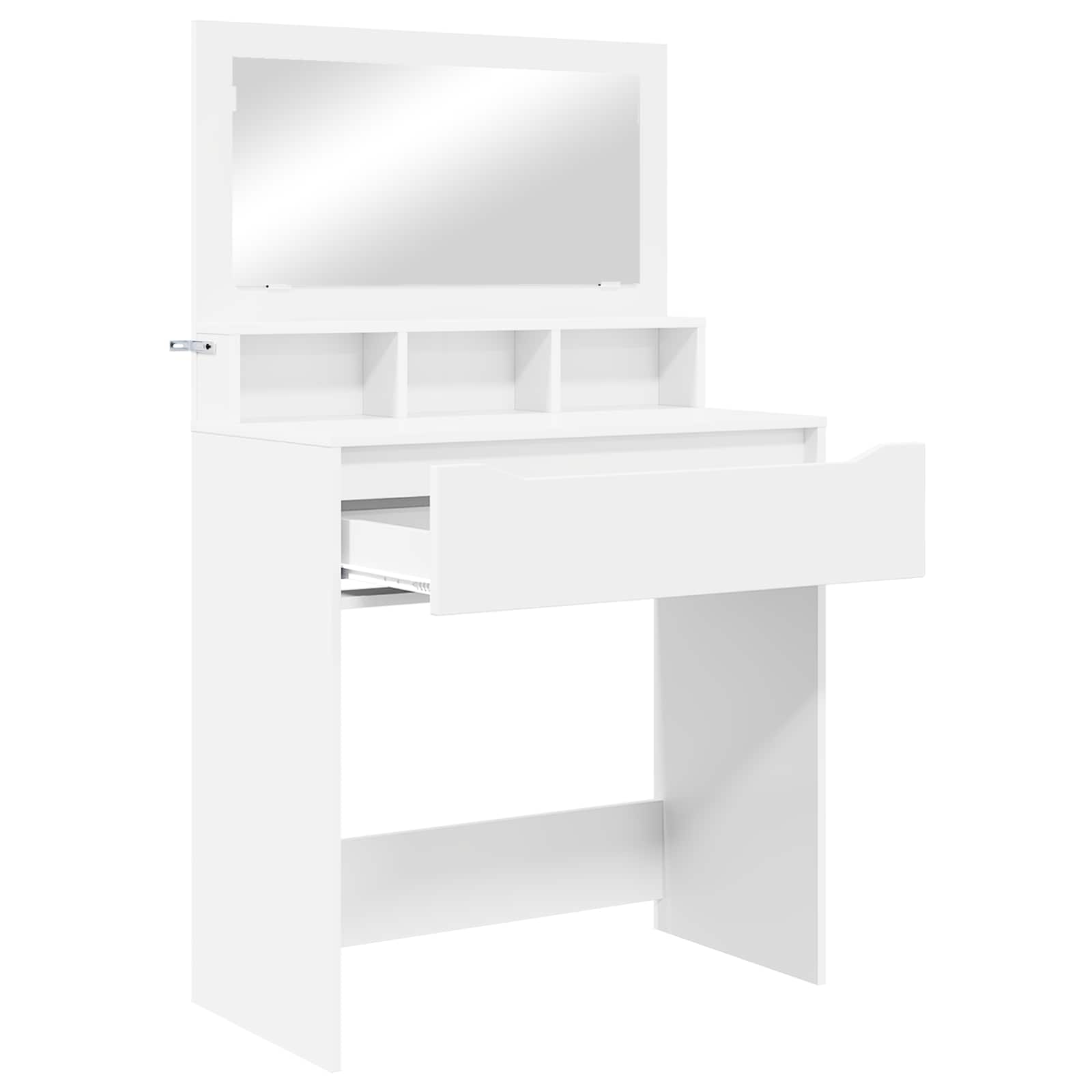 vidaXL Slaapkamer Kaptafels Wit 80 x 39,6 x 135 cm Bewerkt hout