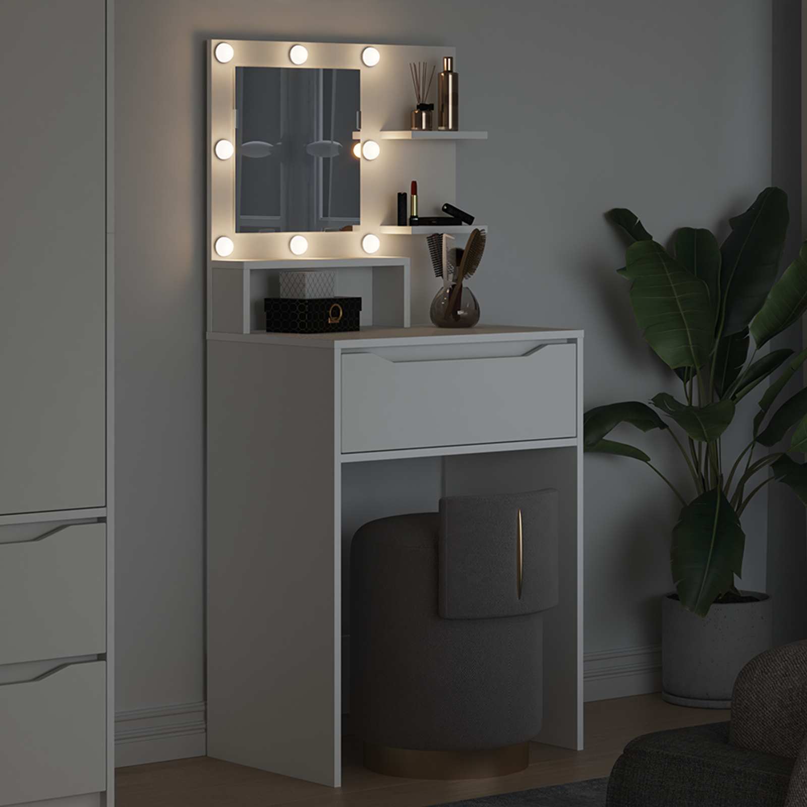 vidaXL Slaapkamer Kaptafels Wit 80 x 39,6 x 135 cm Bewerkt hout