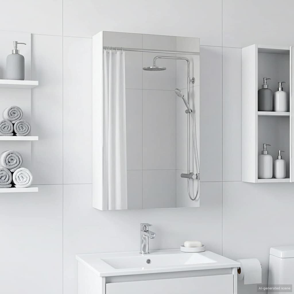 vidaXL Badkamer spiegelkast Wit 30 x 10,5 x 50 cm Bewerkt hout