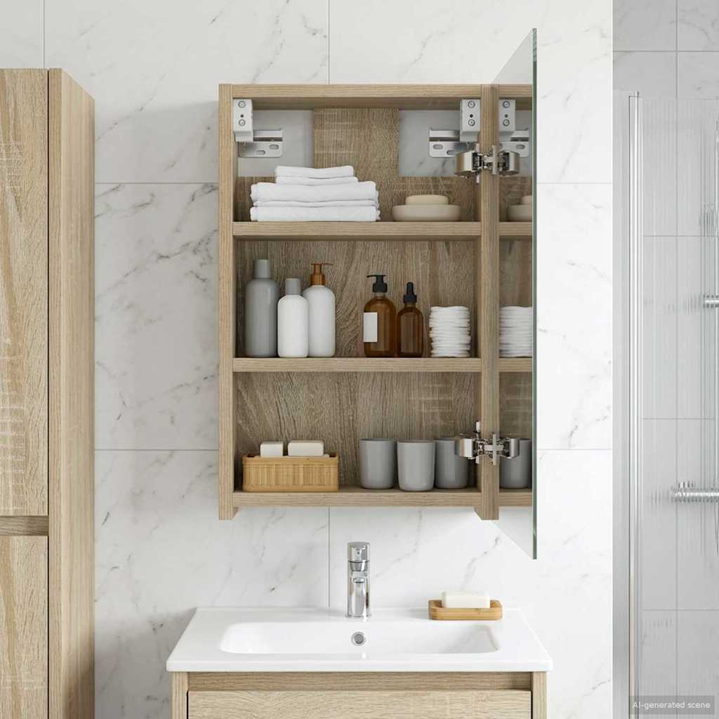 vidaXL Badkamer spiegelkast Wit 30 x 10,5 x 50 cm Bewerkt hout