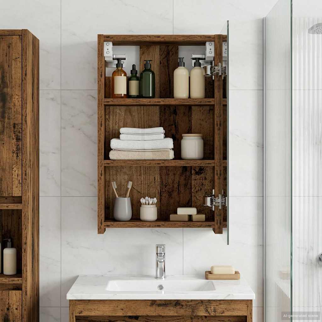 vidaXL Badkamer spiegelkast Wit 30 x 10,5 x 50 cm Bewerkt hout