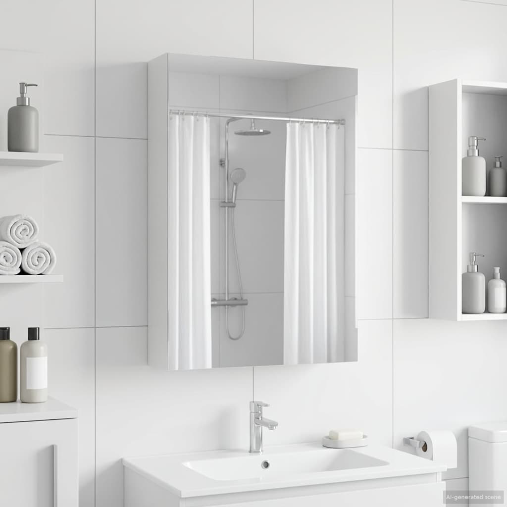 vidaXL Badkamer spiegelkast Wit 30 x 10,5 x 50 cm Bewerkt hout
