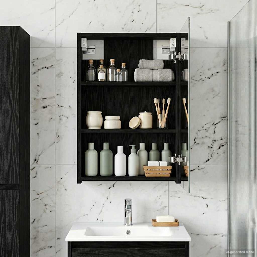 vidaXL Badkamer spiegelkast Wit 30 x 10,5 x 50 cm Bewerkt hout