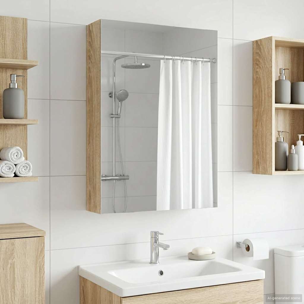 vidaXL Badkamer spiegelkast Wit 30 x 10,5 x 50 cm Bewerkt hout