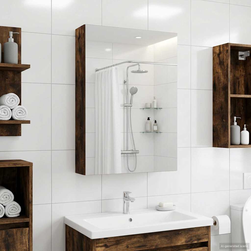 vidaXL Badkamer spiegelkast Wit 30 x 10,5 x 50 cm Bewerkt hout
