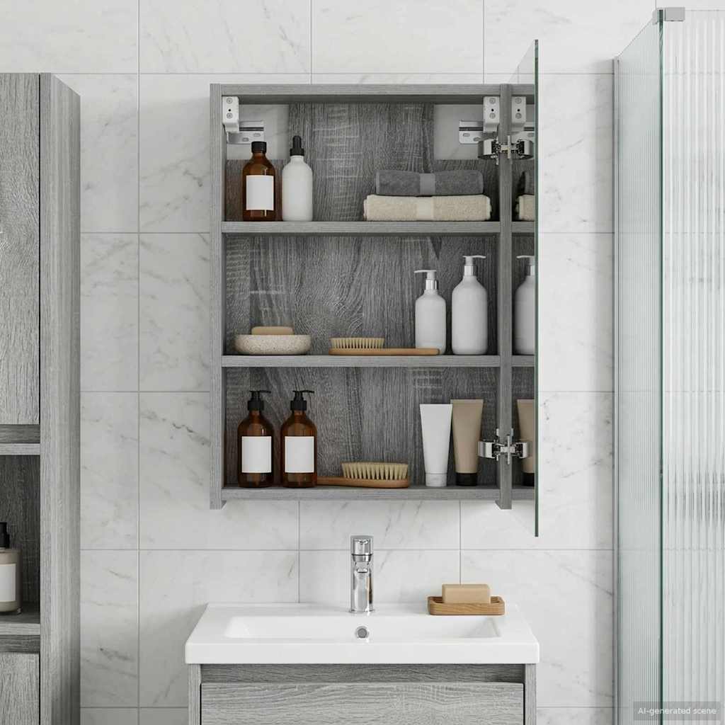 vidaXL Badkamer spiegelkast Wit 30 x 10,5 x 50 cm Bewerkt hout