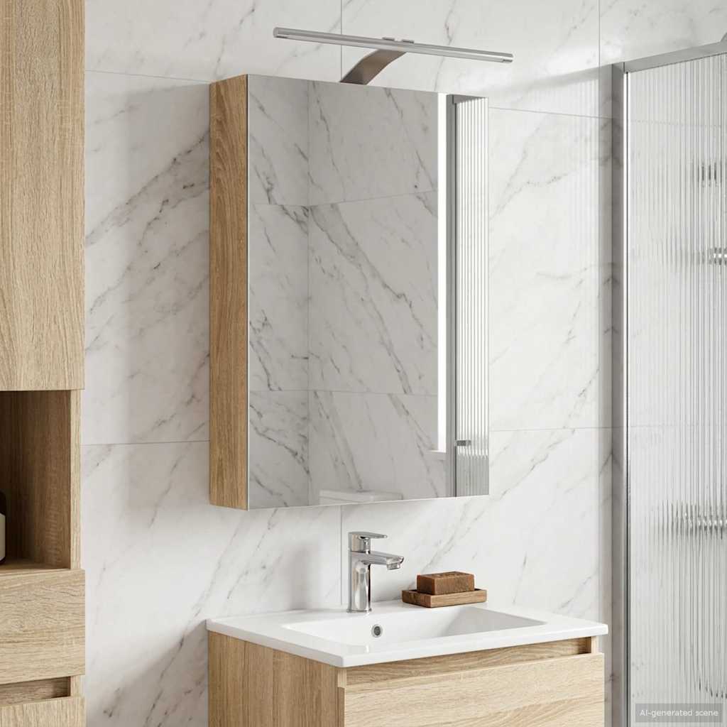 vidaXL Badkamer spiegelkast Wit 30 x 10,5 x 50 cm Bewerkt hout
