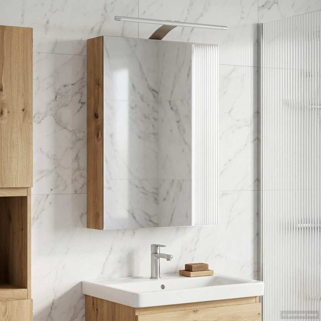 vidaXL Badkamer spiegelkast Wit 30 x 10,5 x 50 cm Bewerkt hout