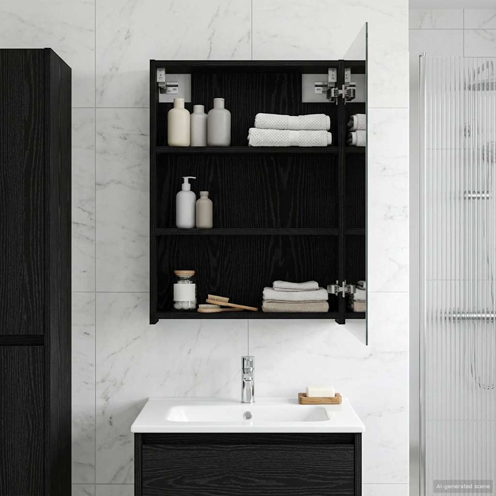 vidaXL Badkamer spiegelkast Wit 30 x 10,5 x 50 cm Bewerkt hout