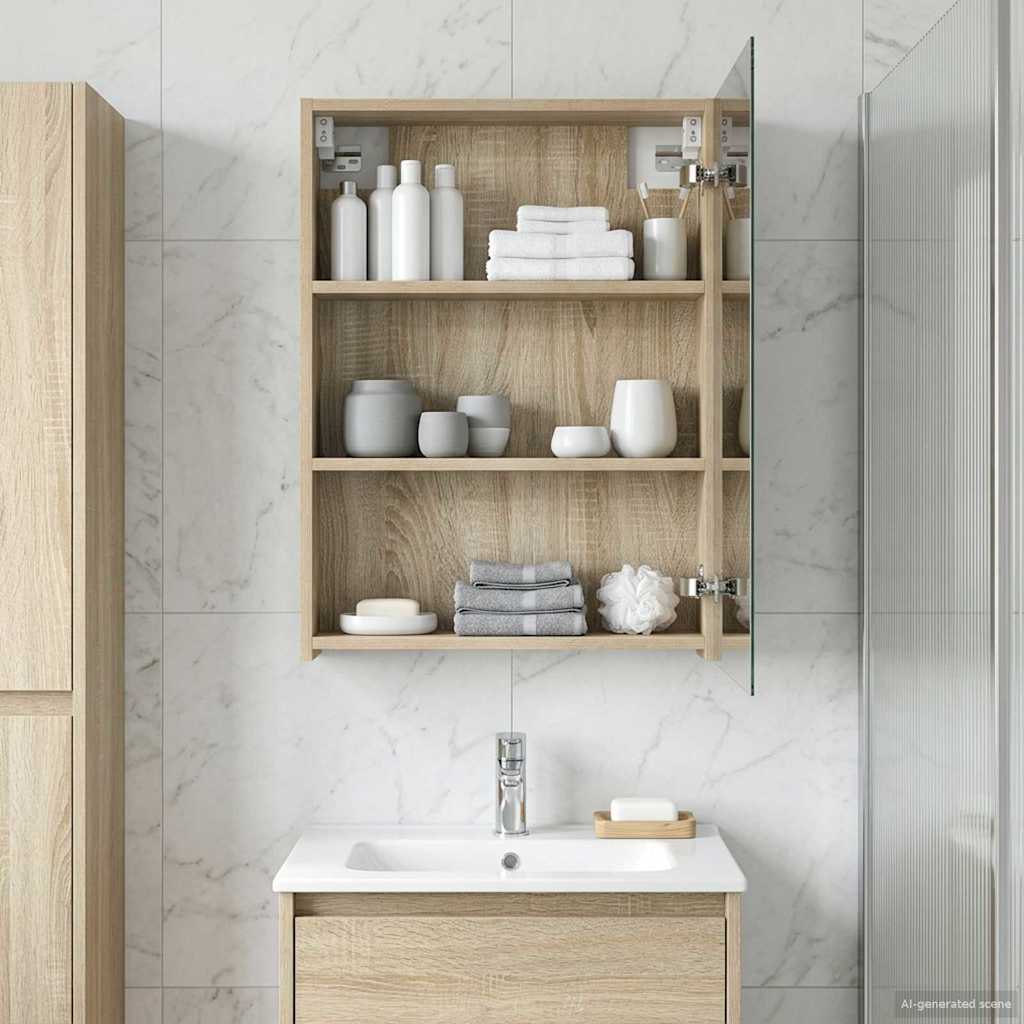 vidaXL Badkamer spiegelkast Wit 30 x 10,5 x 50 cm Bewerkt hout