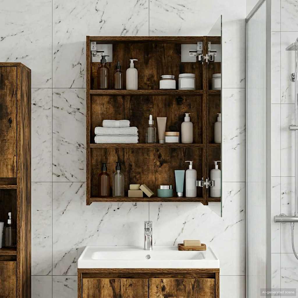 vidaXL Badkamer spiegelkast Wit 30 x 10,5 x 50 cm Bewerkt hout