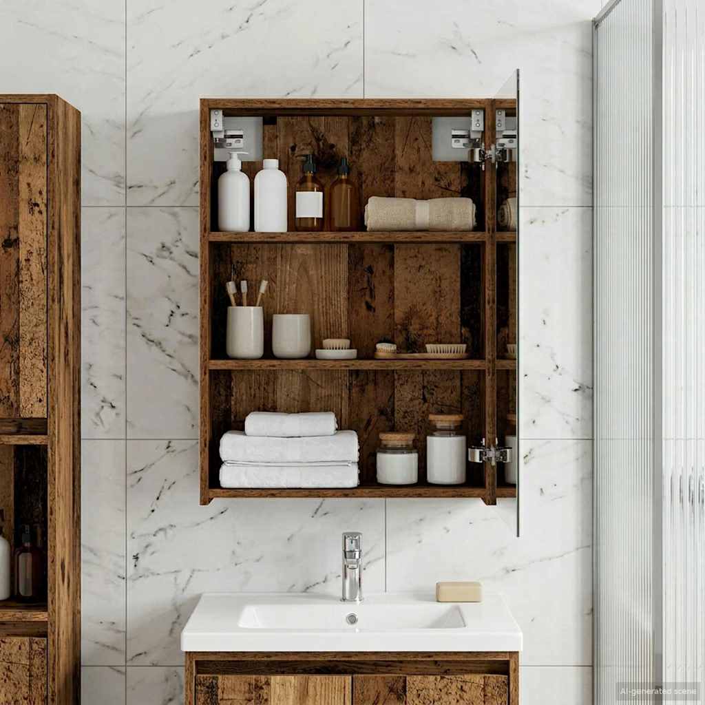 vidaXL Badkamer spiegelkast Wit 30 x 10,5 x 50 cm Bewerkt hout