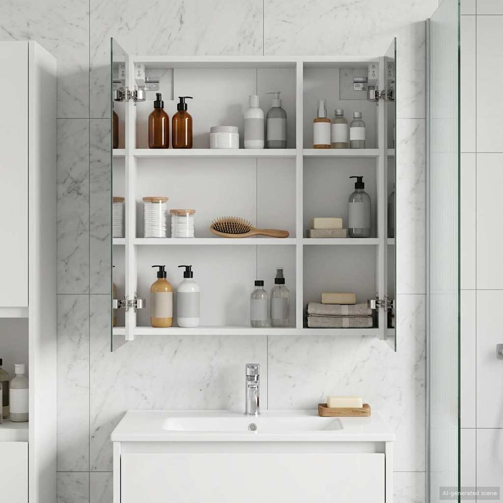 vidaXL Badkamer spiegelkast Wit 60 x 14,5 x 70 cm Bewerkt hout