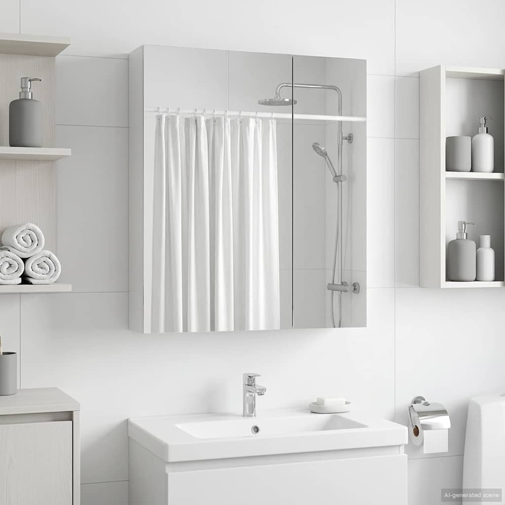 vidaXL Badkamer spiegelkast Wit 60 x 14,5 x 70 cm Bewerkt hout
