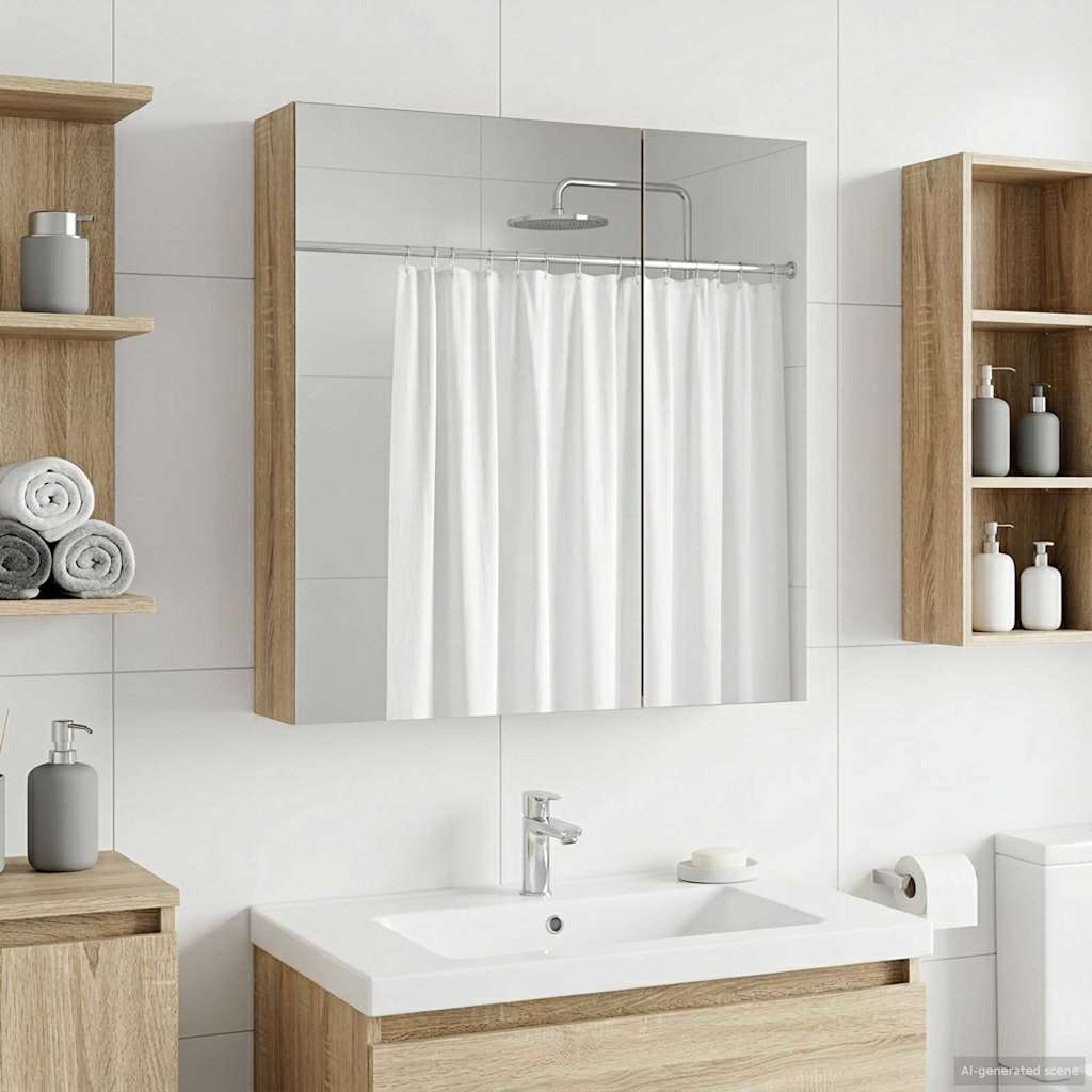 vidaXL Badkamer spiegelkast Wit 60 x 14,5 x 70 cm Bewerkt hout