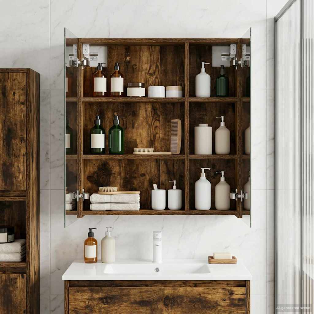 vidaXL Badkamer spiegelkast Wit 60 x 14,5 x 70 cm Bewerkt hout