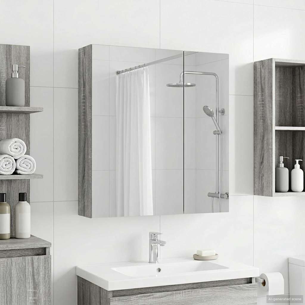 vidaXL Badkamer spiegelkast Wit 60 x 14,5 x 70 cm Bewerkt hout