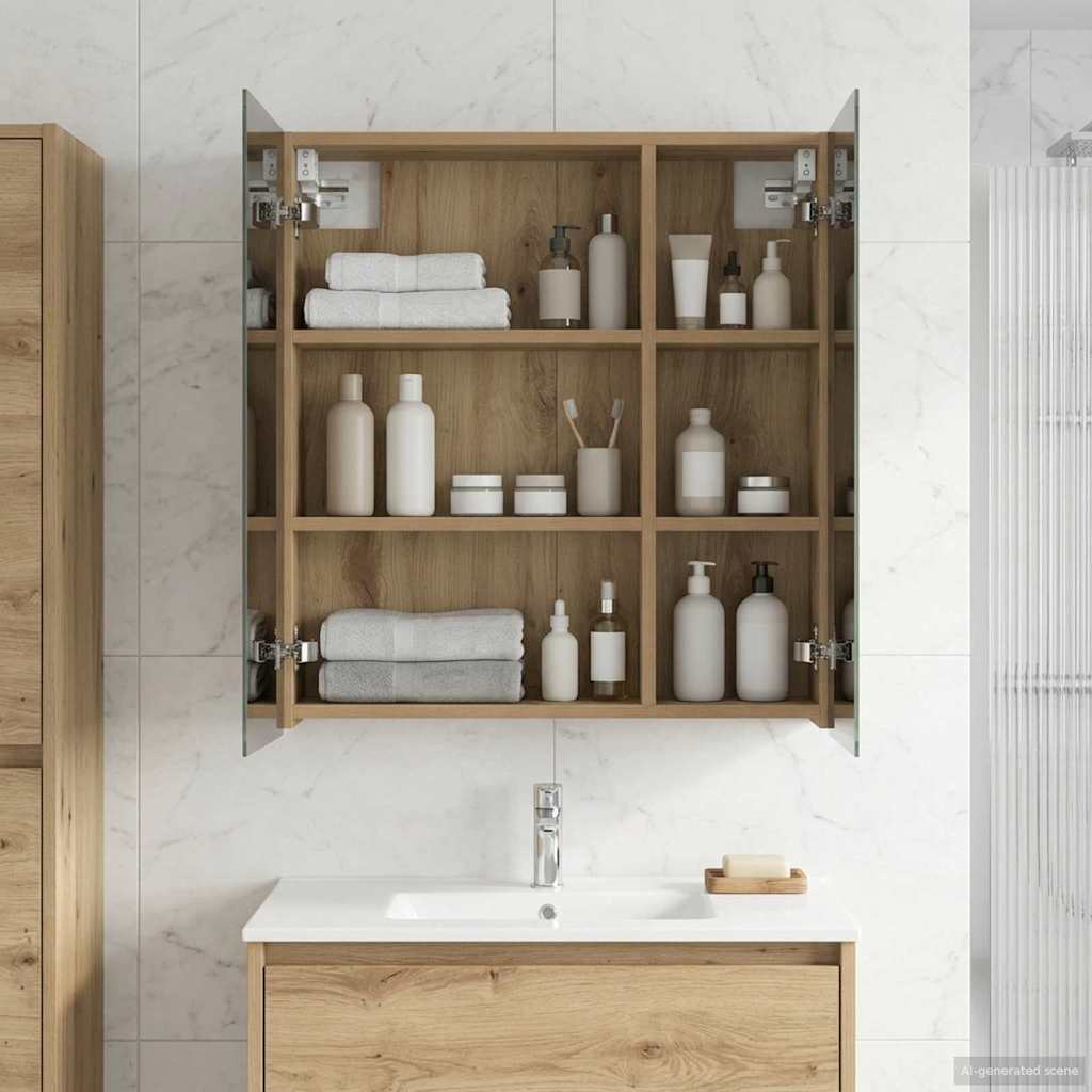 vidaXL Badkamer spiegelkast Wit 60 x 14,5 x 70 cm Bewerkt hout