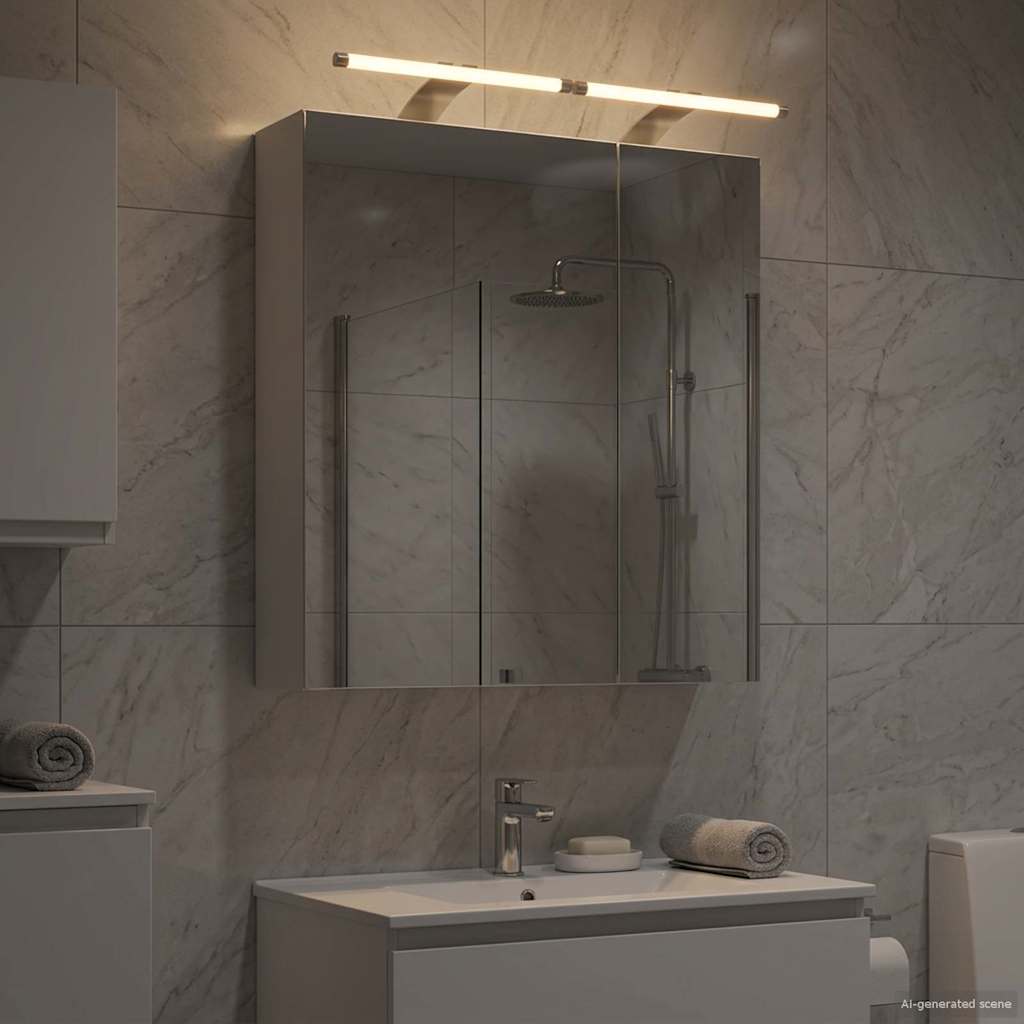 vidaXL Badkamer spiegelkast Wit 60 x 14,5 x 70 cm Bewerkt hout