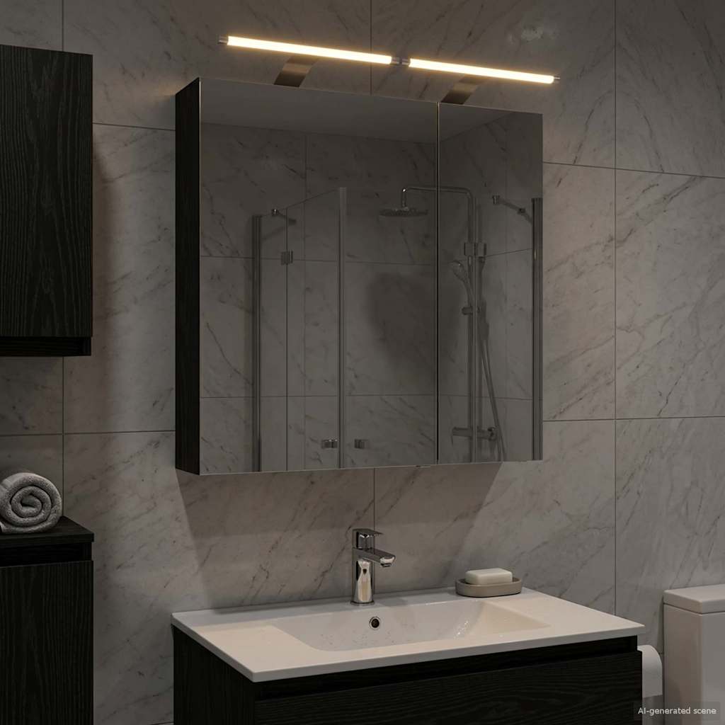 vidaXL Badkamer spiegelkast Wit 60 x 14,5 x 70 cm Bewerkt hout