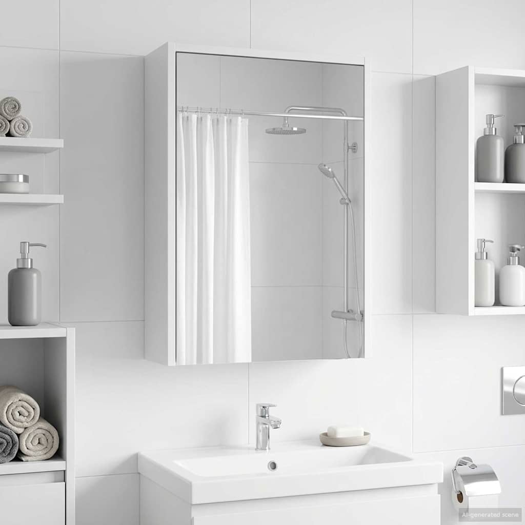 vidaXL Badkamer spiegelkast Wit 43 x 16 x 62.5 cm Bewerkt hout