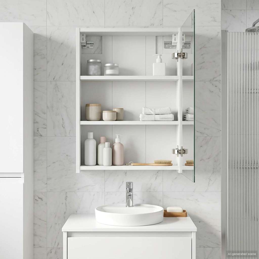 vidaXL Badkamer spiegelkast Wit 43 x 16 x 62.5 cm Bewerkt hout