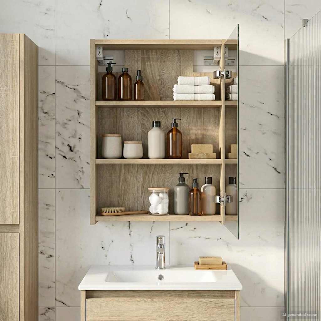 vidaXL Badkamer spiegelkast Wit 43 x 16 x 62.5 cm Bewerkt hout