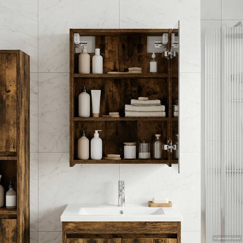 vidaXL Badkamer spiegelkast Wit 43 x 16 x 62.5 cm Bewerkt hout