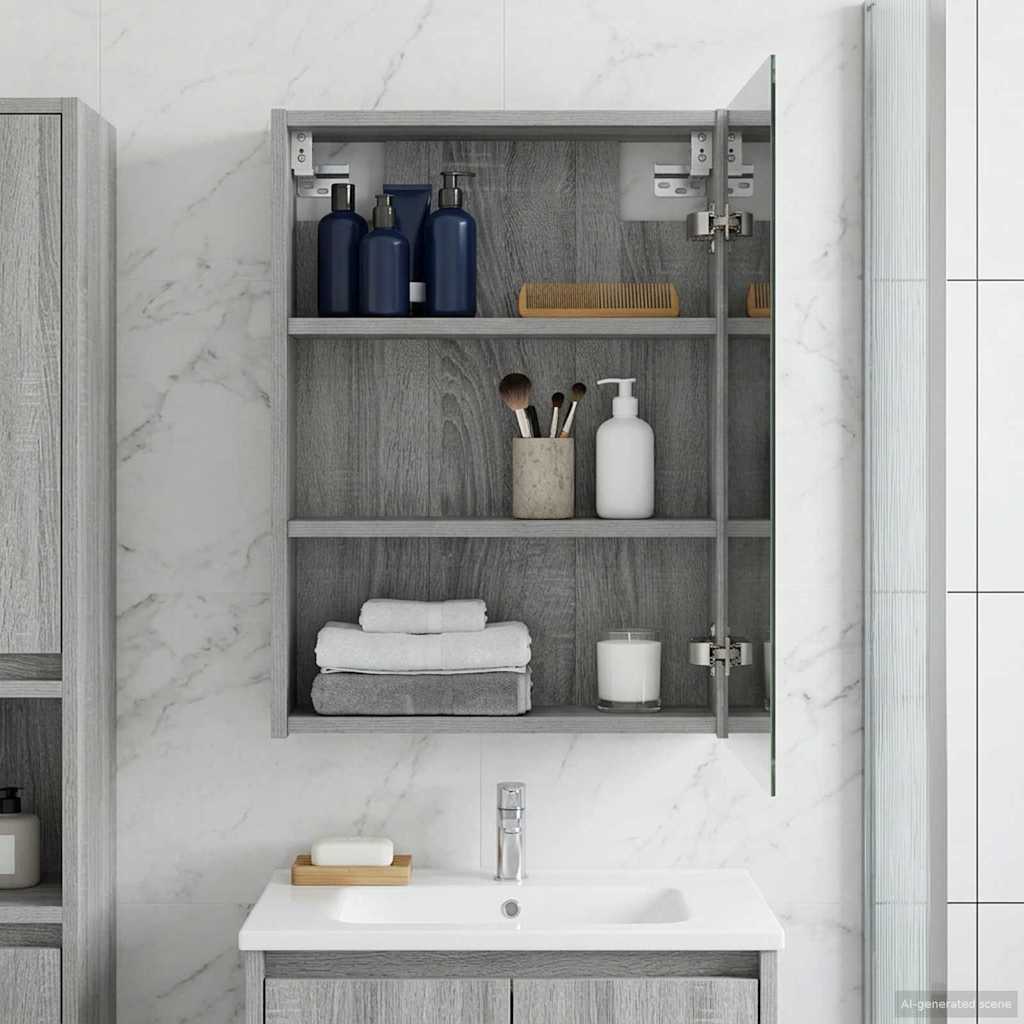 vidaXL Badkamer spiegelkast Wit 43 x 16 x 62.5 cm Bewerkt hout