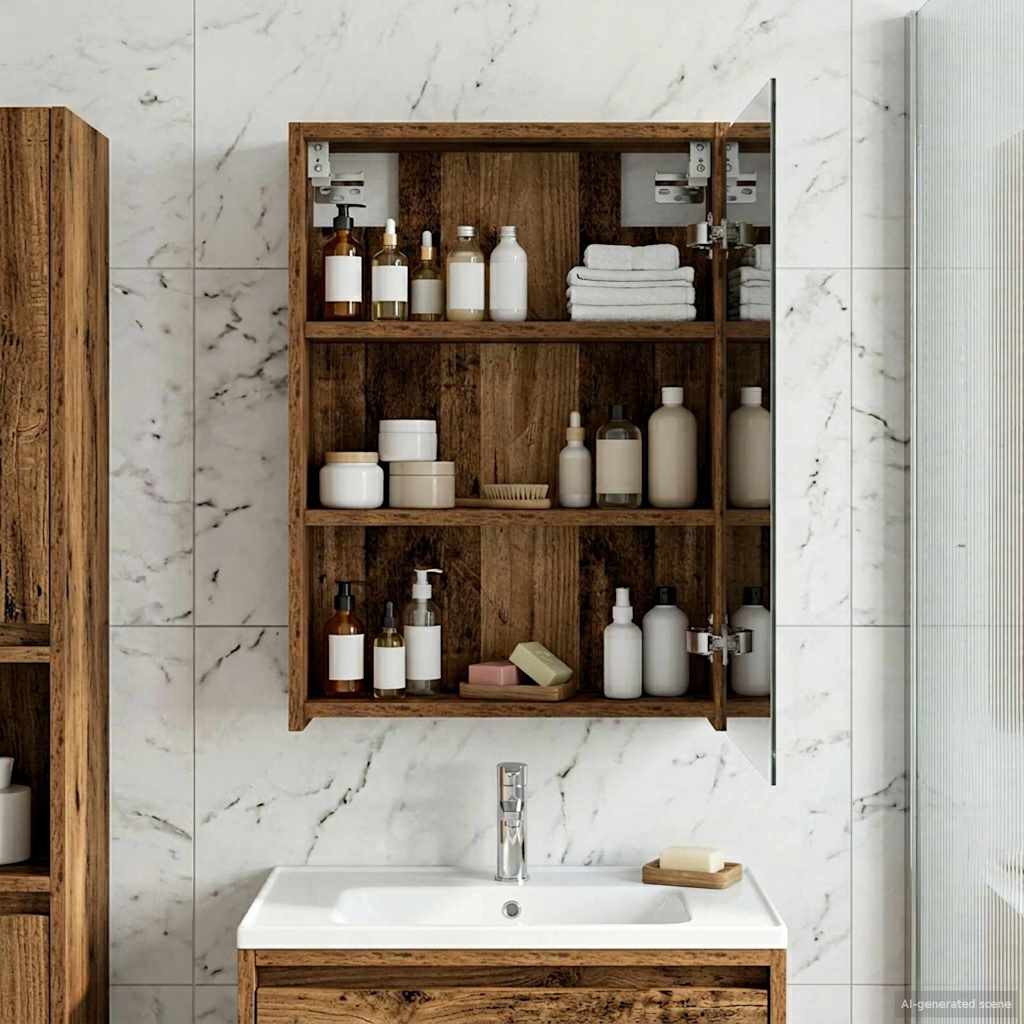 vidaXL Badkamer spiegelkast Wit 43 x 16 x 62.5 cm Bewerkt hout