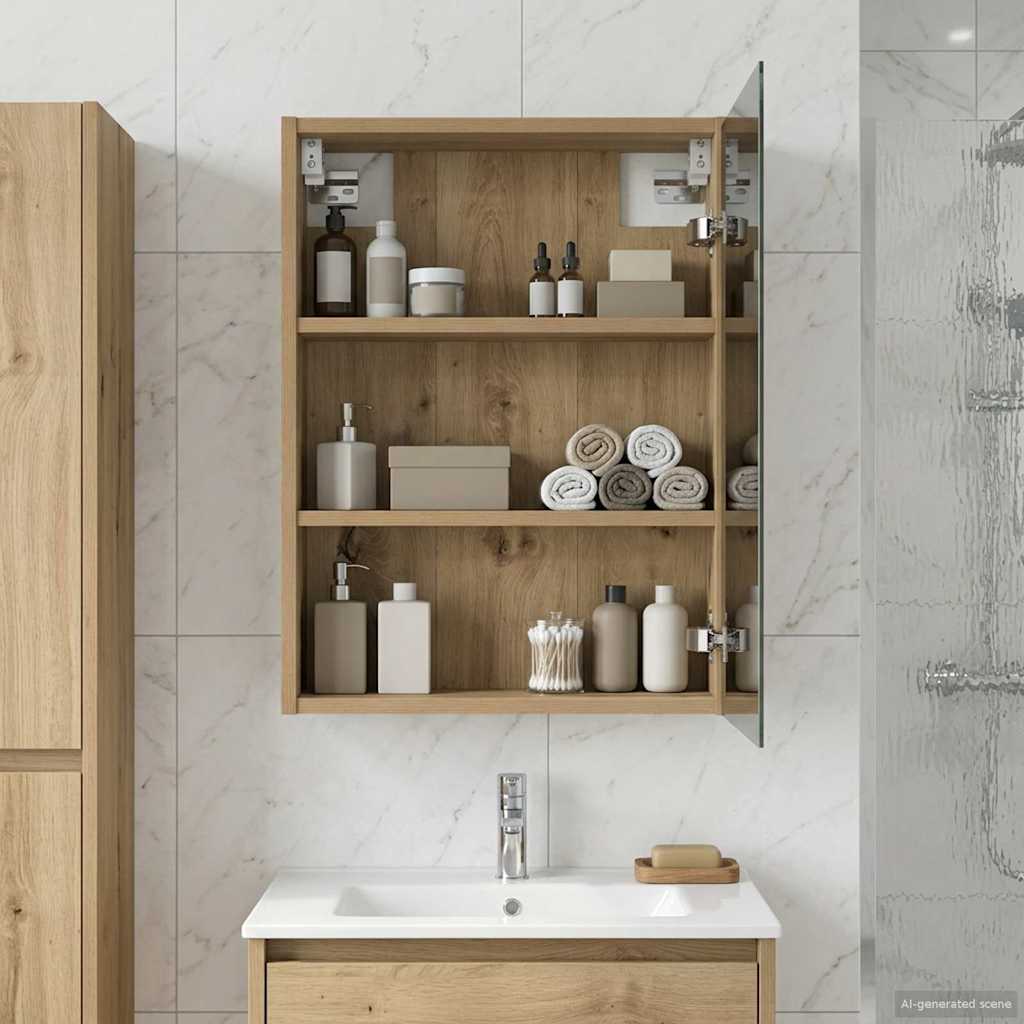 vidaXL Badkamer spiegelkast Wit 43 x 16 x 62.5 cm Bewerkt hout