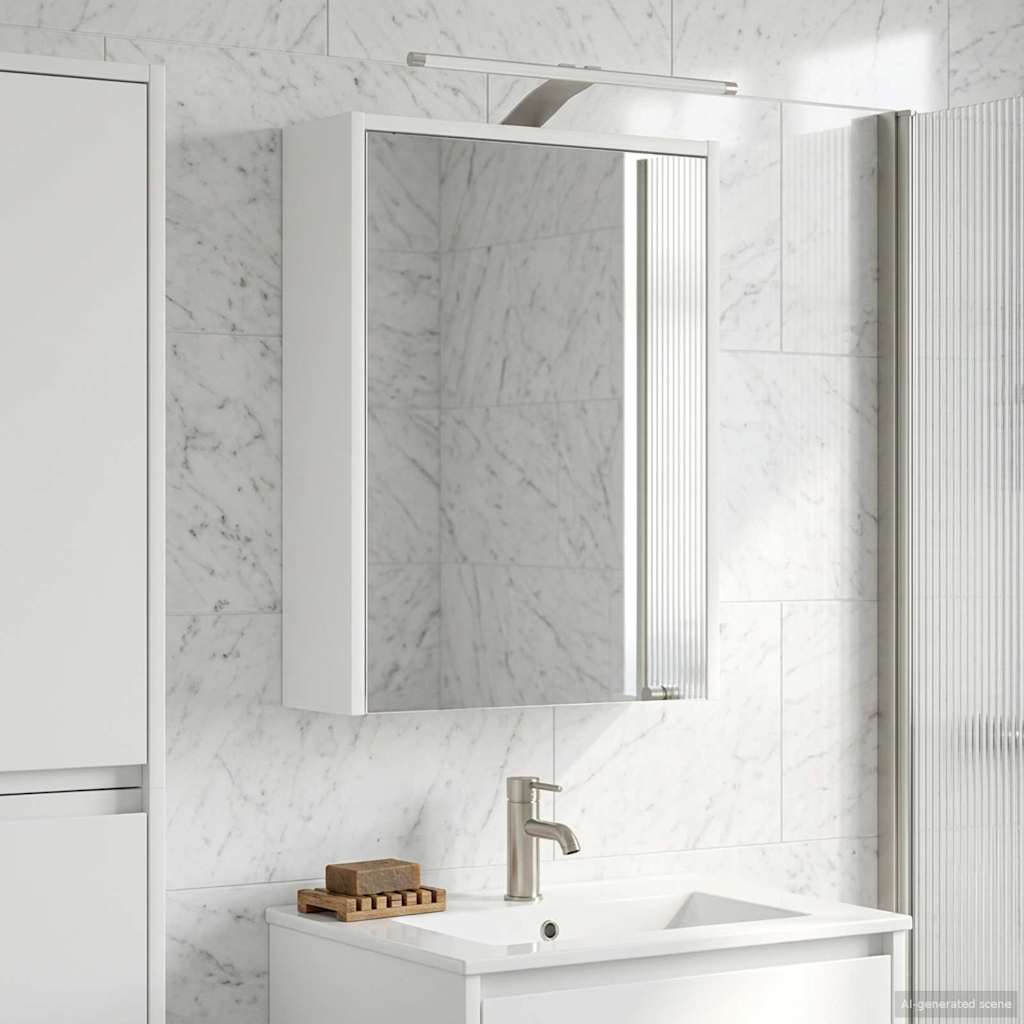 vidaXL Badkamer spiegelkast Wit 43 x 16 x 62.5 cm Bewerkt hout