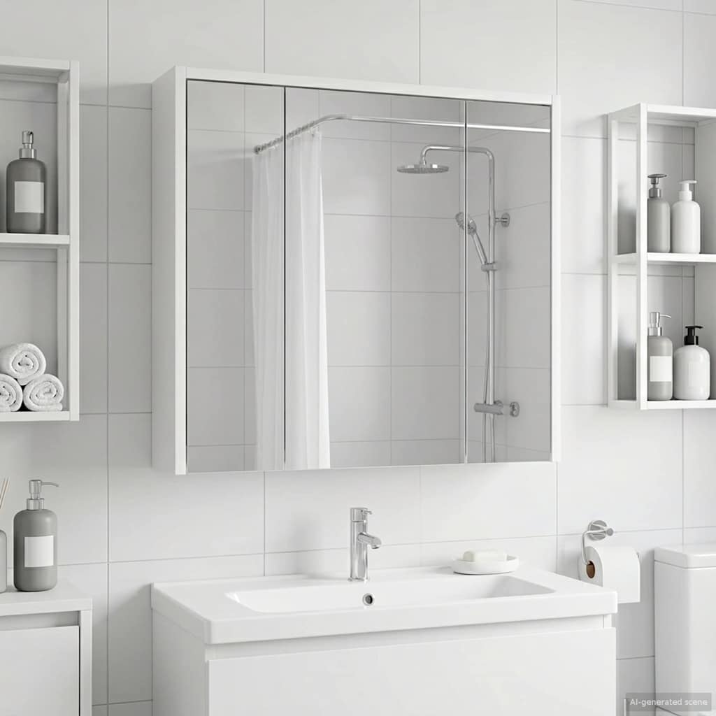 vidaXL Badkamer spiegelkast Wit 43 x 16 x 62.5 cm Bewerkt hout