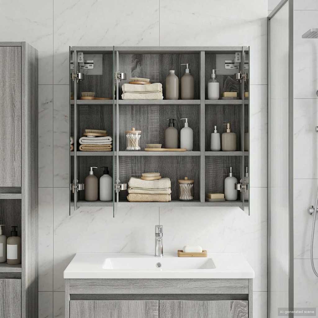 vidaXL Badkamer spiegelkast Wit 43 x 16 x 62.5 cm Bewerkt hout