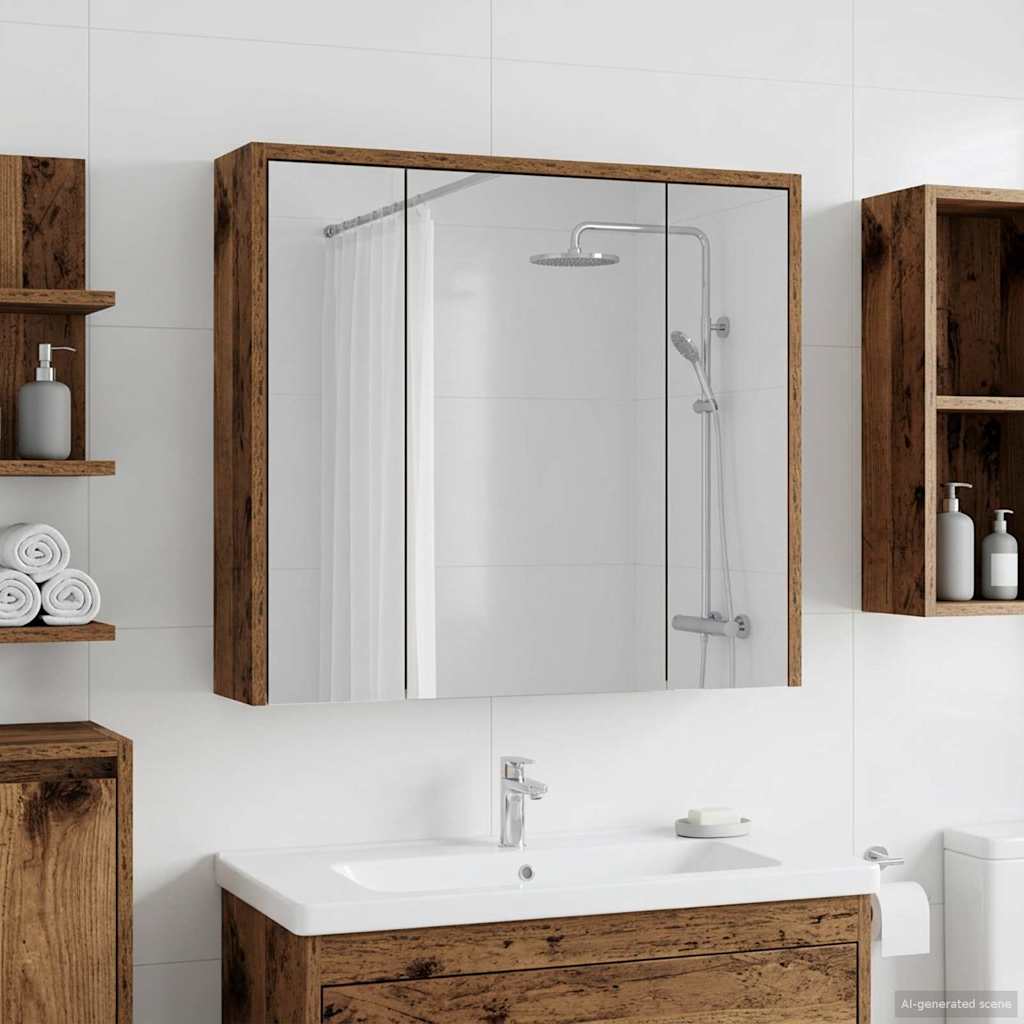 vidaXL Badkamer spiegelkast Wit 43 x 16 x 62.5 cm Bewerkt hout