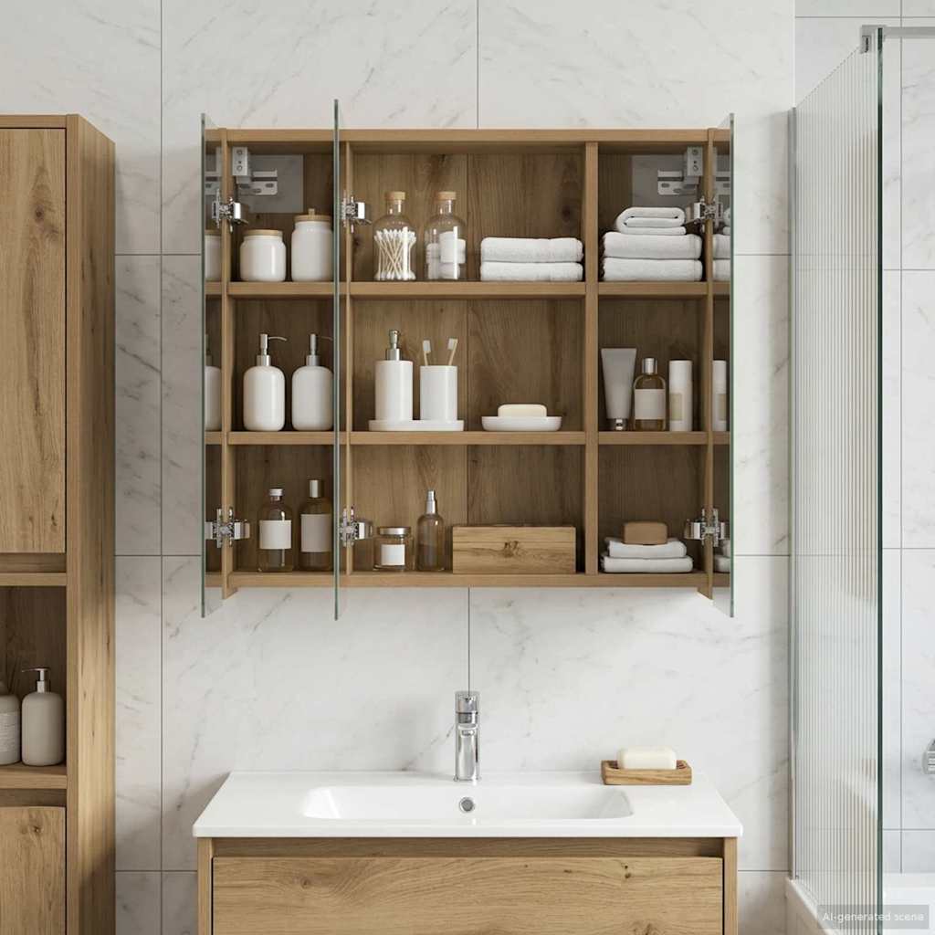 vidaXL Badkamer spiegelkast Wit 43 x 16 x 62.5 cm Bewerkt hout
