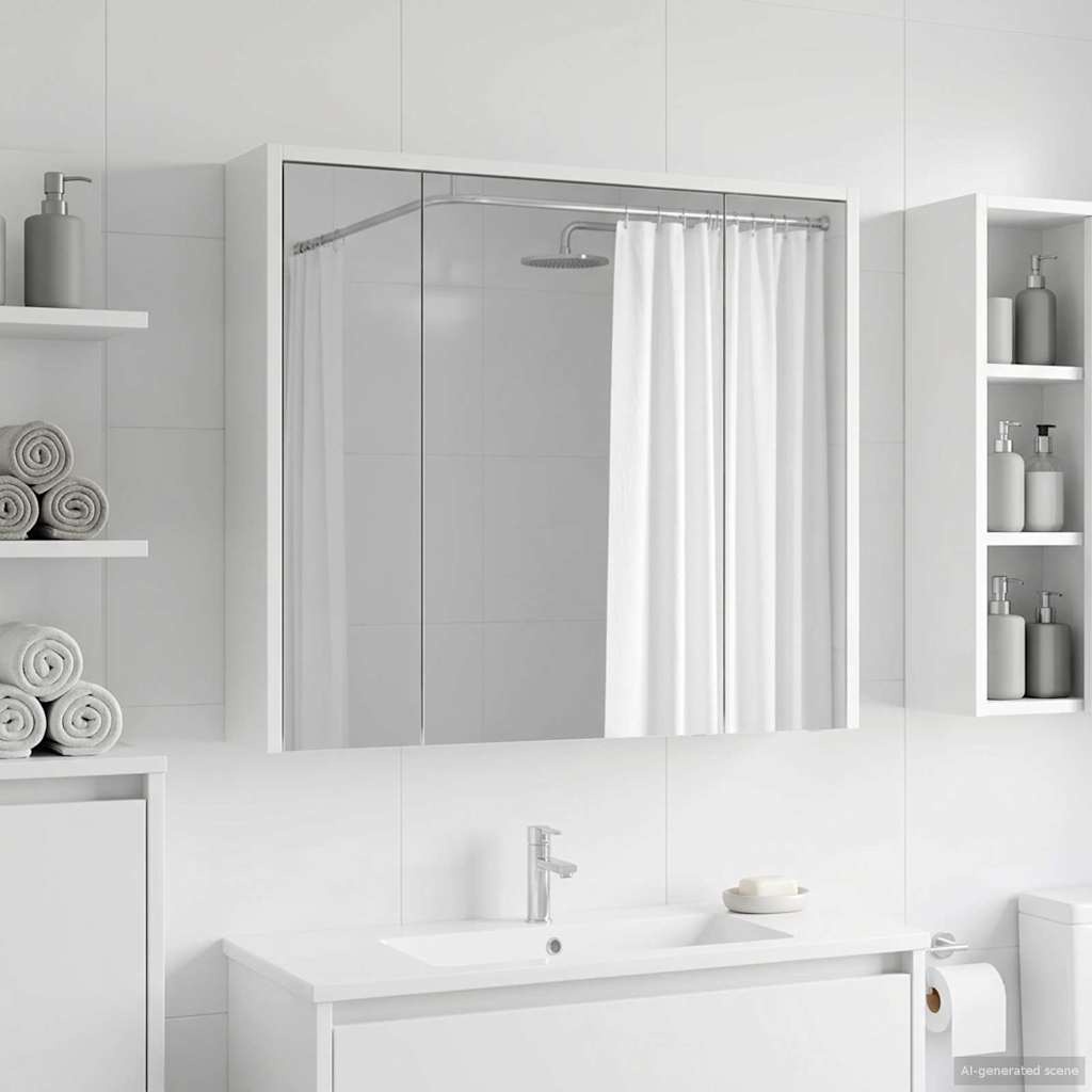 vidaXL Badkamer spiegelkast Wit 43 x 16 x 62.5 cm Bewerkt hout