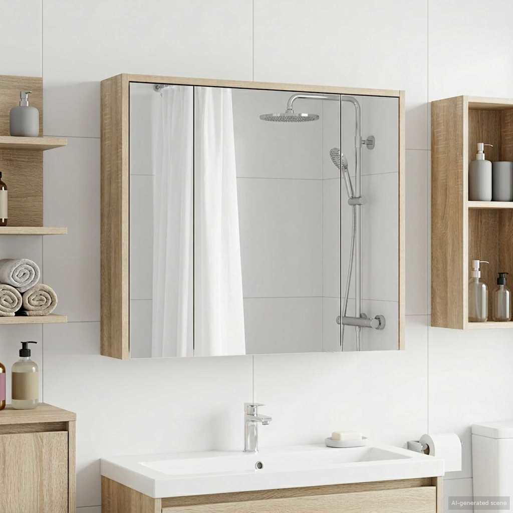 vidaXL Badkamer spiegelkast Wit 43 x 16 x 62.5 cm Bewerkt hout
