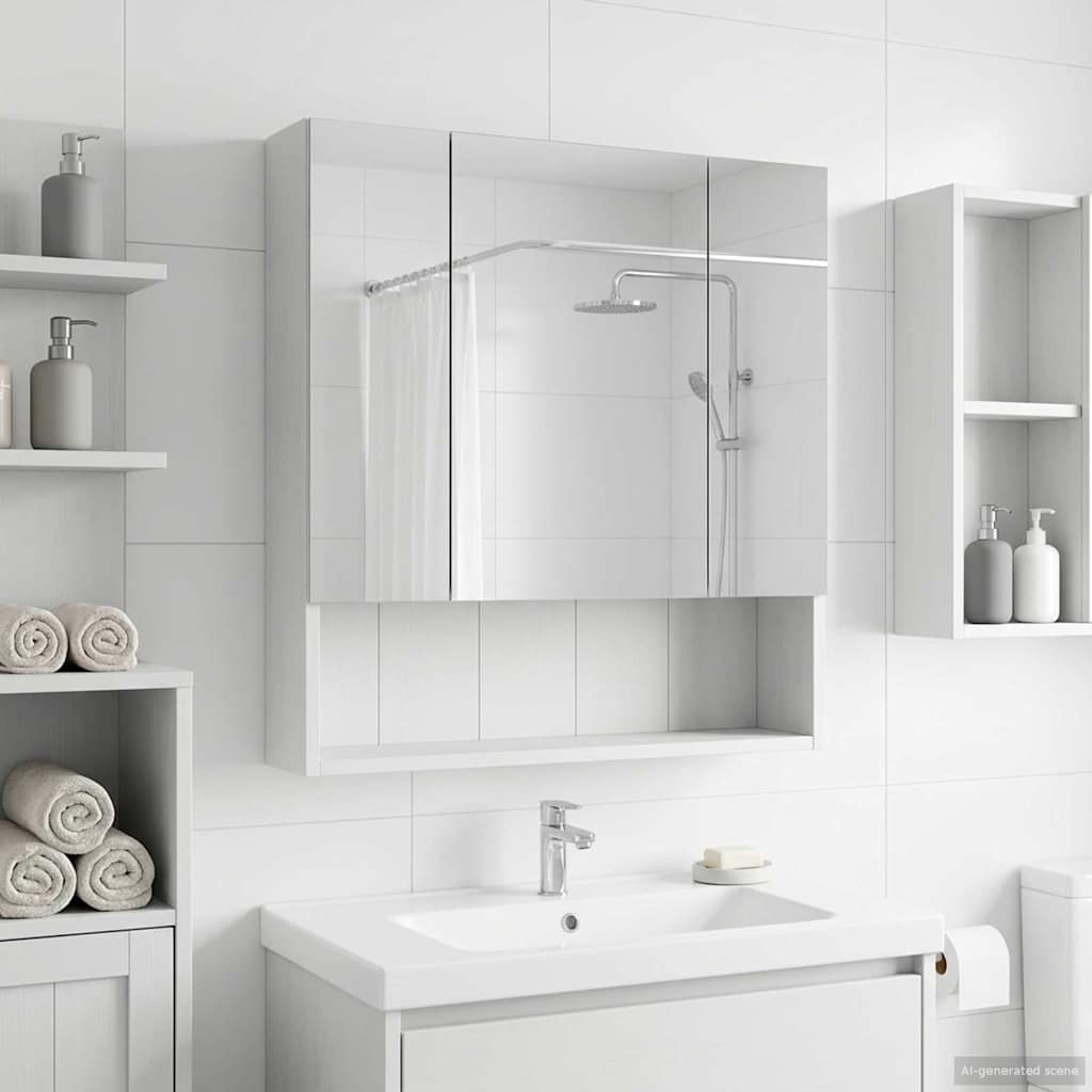 vidaXL Badkamer spiegelkast Wit 60 x 14.5 x 70 cm Bewerkt hout