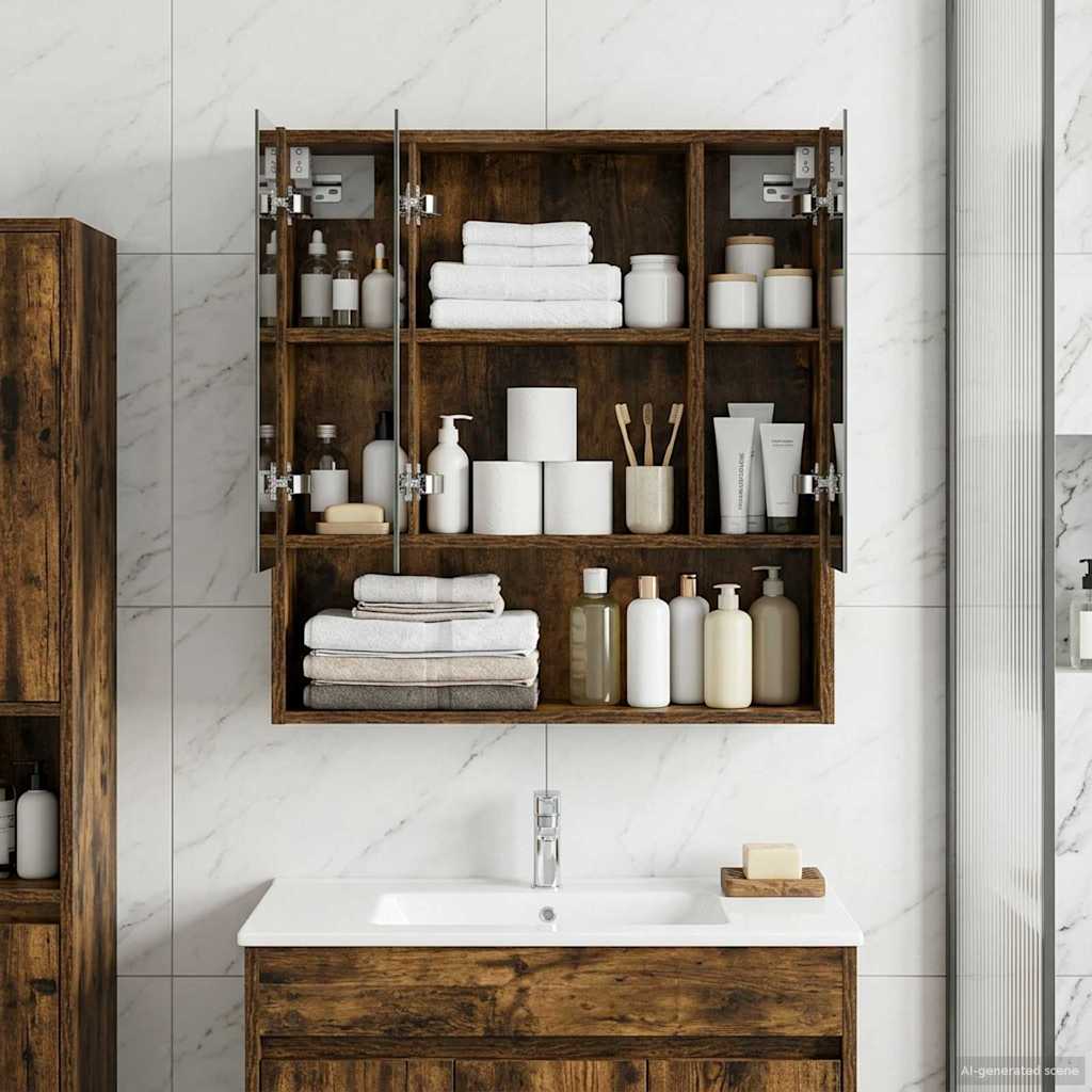 vidaXL Badkamer spiegelkast Wit 60 x 14.5 x 70 cm Bewerkt hout