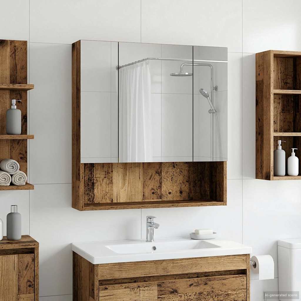 vidaXL Badkamer spiegelkast Wit 60 x 14.5 x 70 cm Bewerkt hout