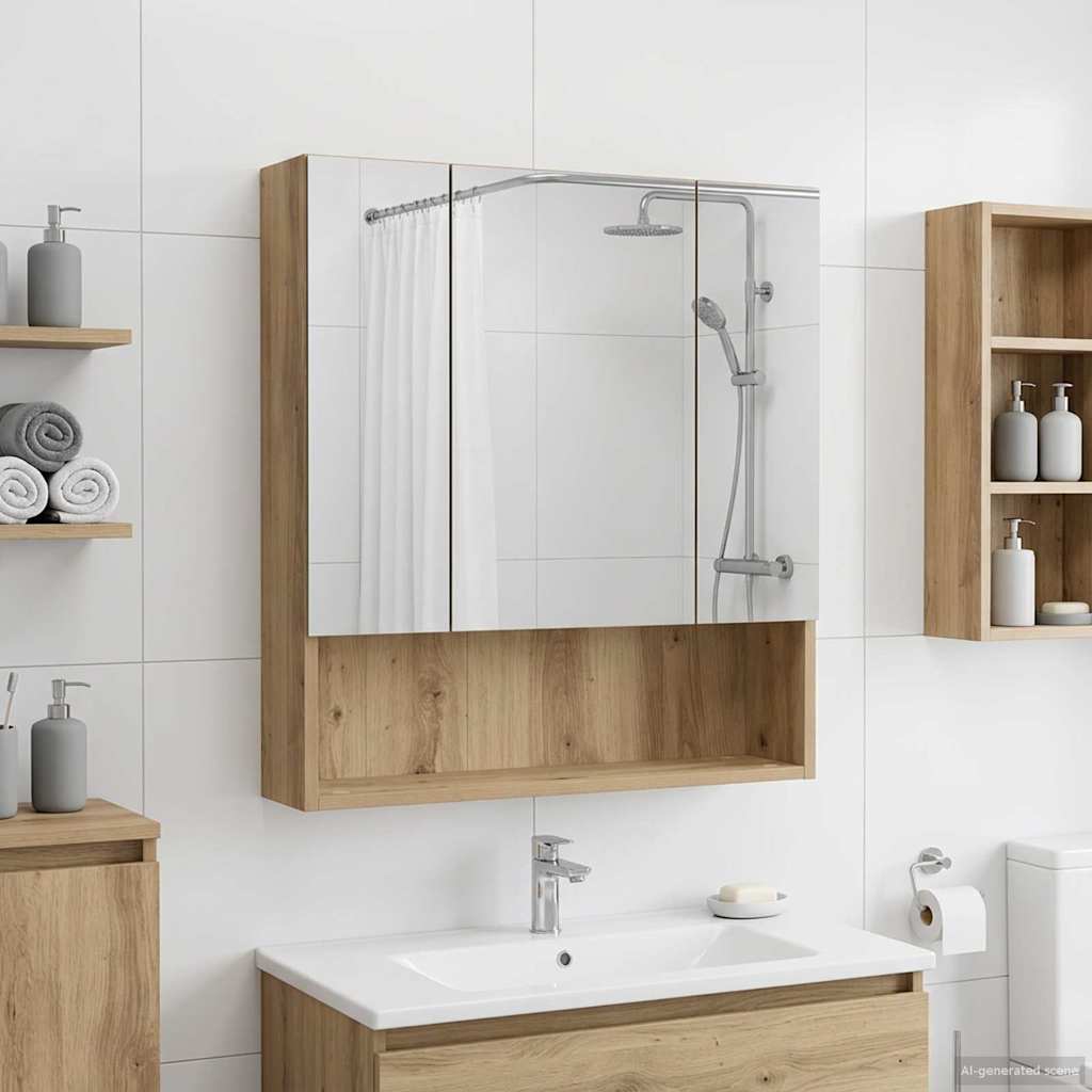 vidaXL Badkamer spiegelkast Wit 60 x 14.5 x 70 cm Bewerkt hout