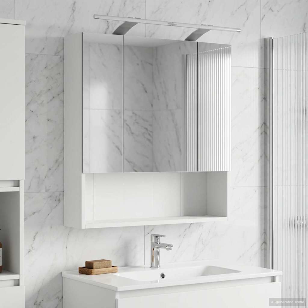 vidaXL Badkamer spiegelkast Wit 60 x 14.5 x 70 cm Bewerkt hout