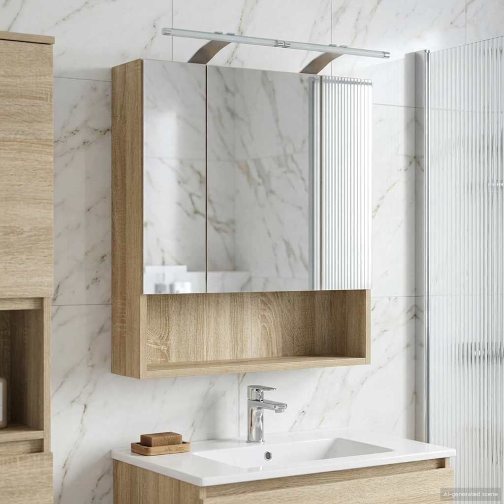 vidaXL Badkamer spiegelkast Wit 60 x 14.5 x 70 cm Bewerkt hout