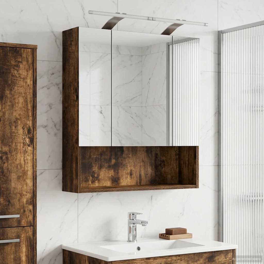 vidaXL Badkamer spiegelkast Wit 60 x 14.5 x 70 cm Bewerkt hout